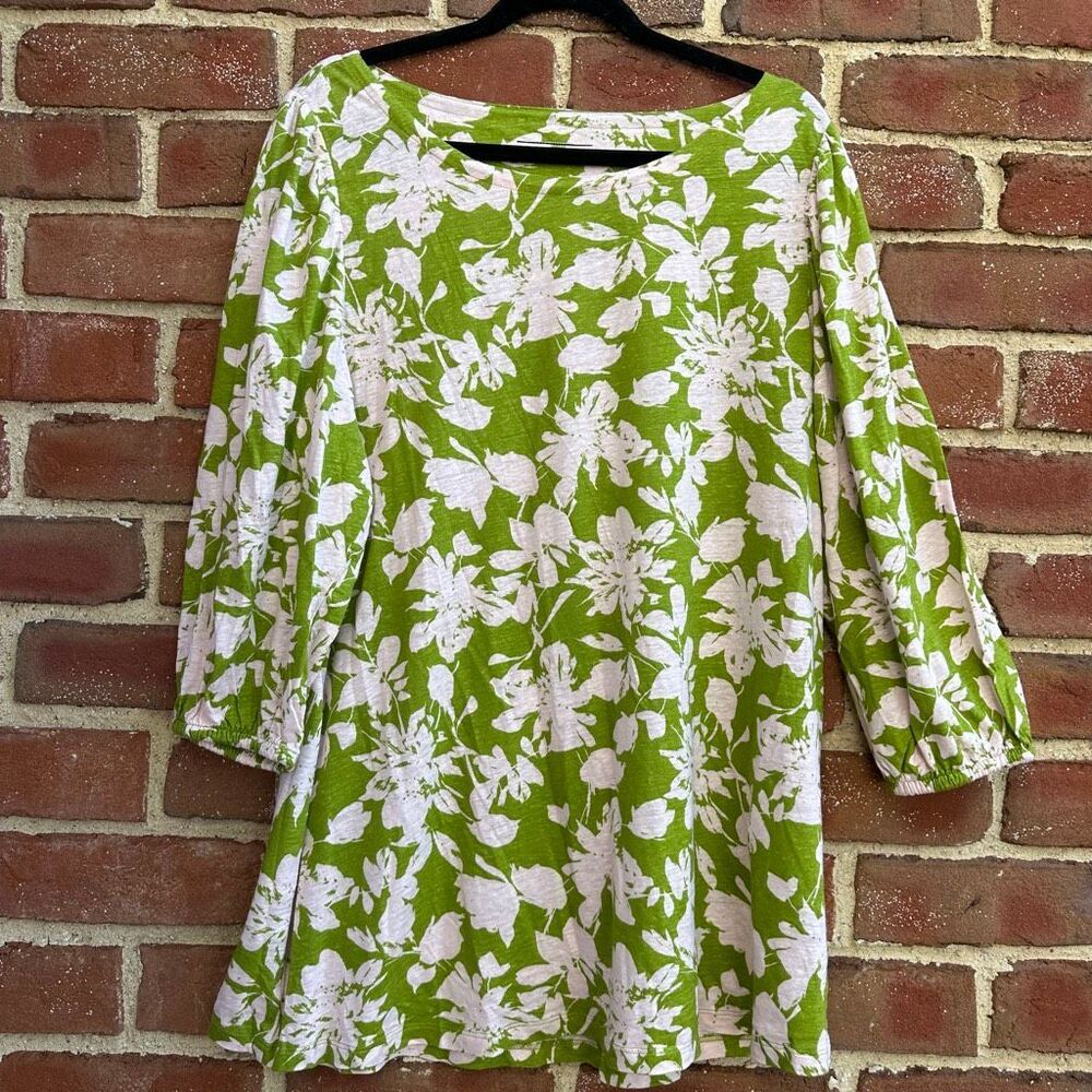Soft Surroundings $89 Ainsley Linen Blend Tunic Pink Green Floral 1X NEW - Picture 2 of 10